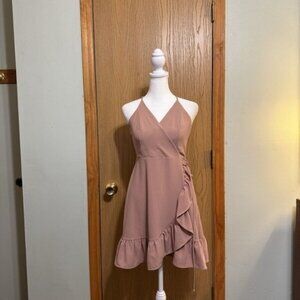 Altar'd State Small Solid Pink Sleeveless V-Neck Mini A-Line Dress - EUC